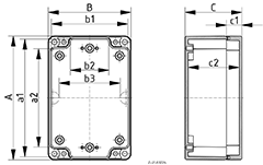 Euromas-ABS/ Polycarbonate - Polycarbonate Enclosure Schematic from The Enclosure Company