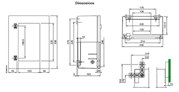 High quality wall mounting enclosures. Pro Range. Polyester wall-mounting enclosures 308x255mm IP 66 Enclosure Schematic from The Enclosure Company